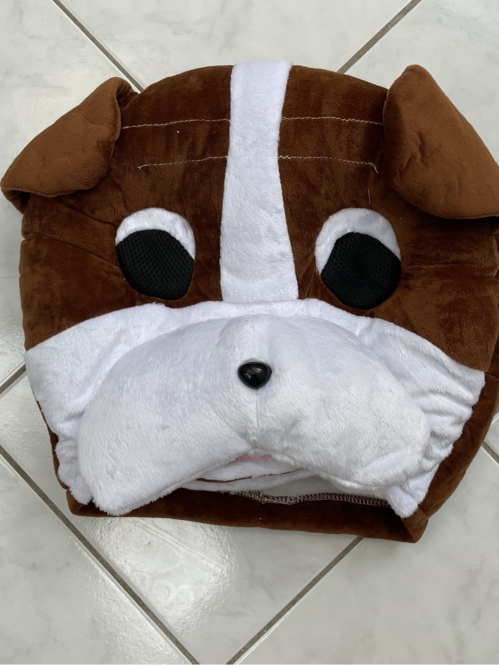 Cozy Brown & White Plush Dog costume